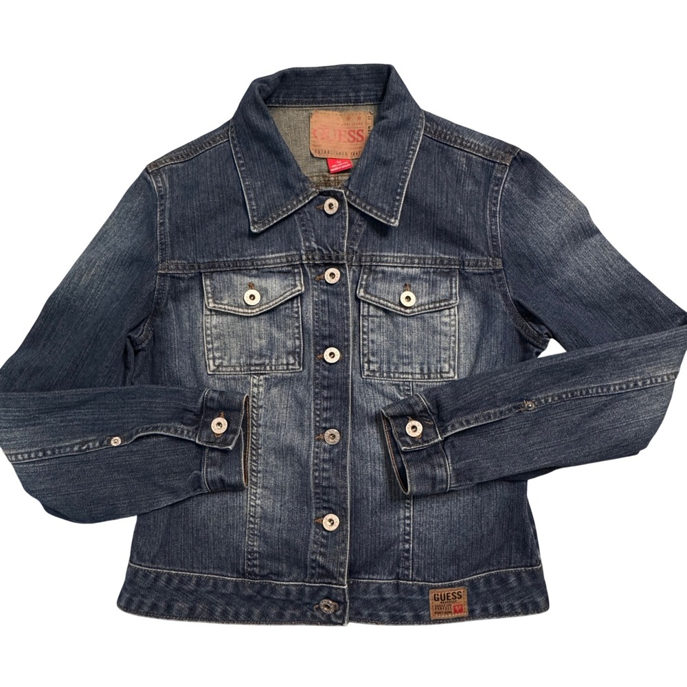 Vintage 90s Guess Denim Jacket Authentic Original Jeans Classic Trucker Size M - Picture 1 of 12